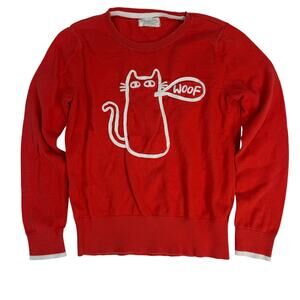 Johnnie B Red Cat Sweatshirt Kids 9-10Y Cotton Cashmere Crewneck Boden